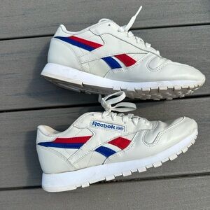 REEBOK CLASSIC Leather Chalk White Vector Red/Blue Size 7
